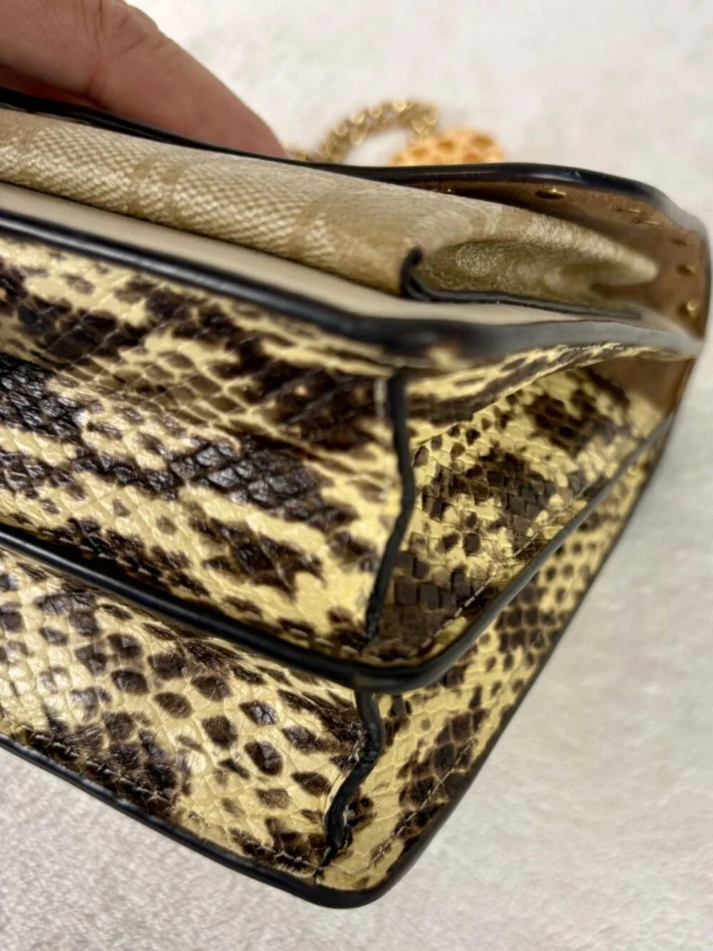 Coach Mini Klare Crossbody With Rivets and Snake-Embossed Leather Trim and Charm